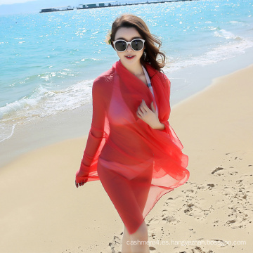 Sarong llano rojo de la bufanda de la playa del tamaño grande al por mayor de la manera al por mayor
